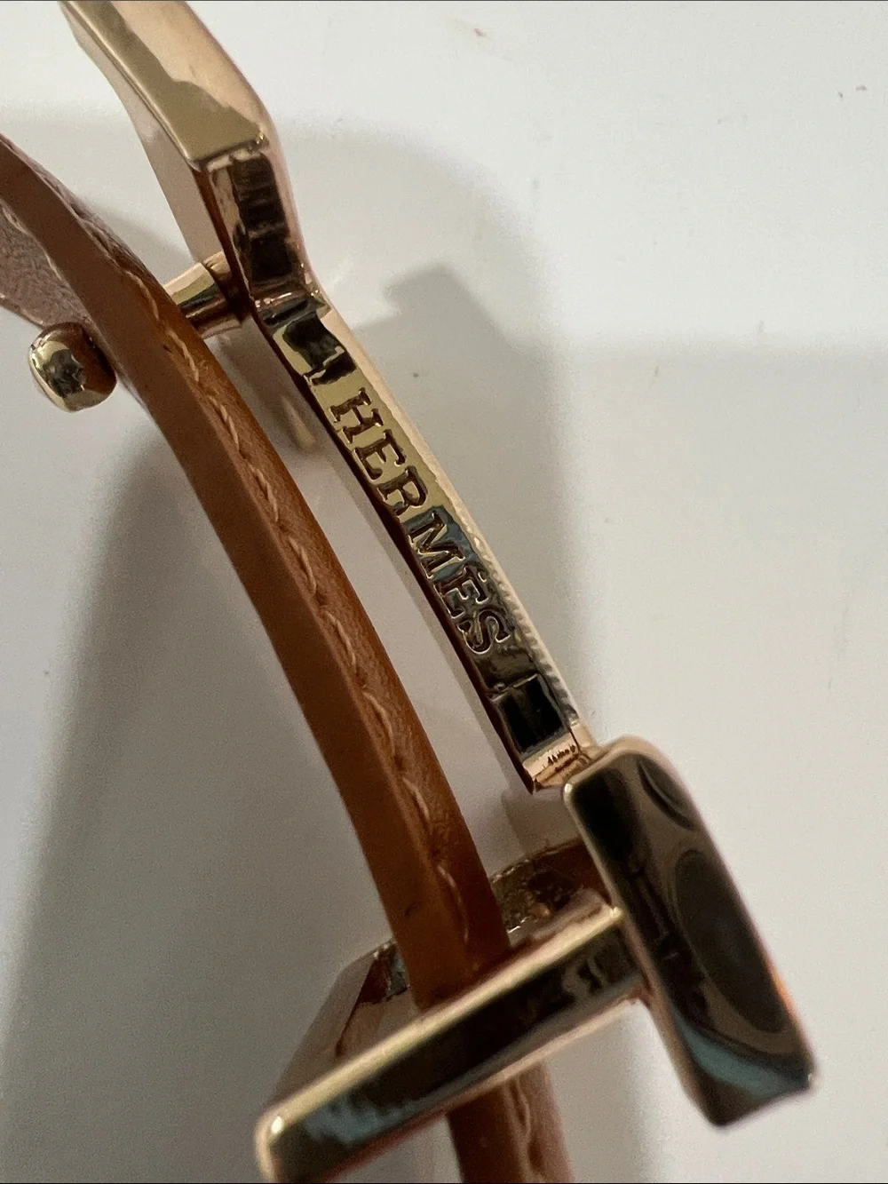 Hermes Brown Leather Belt with Brushed Gold H Buckle